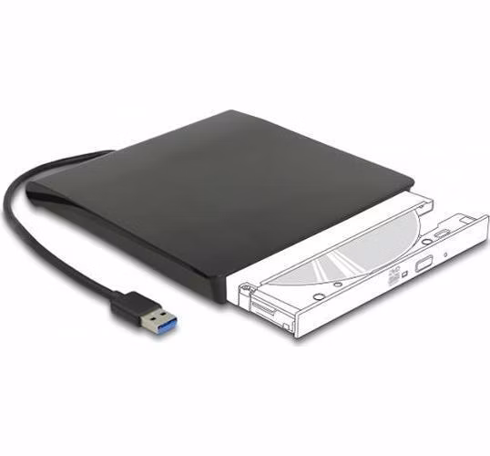 Delock Externí pouzdro pro 5.25” Slim disky SATA 12,7 mm na SuperSpeed USB 5 Gbps Typ-A samec