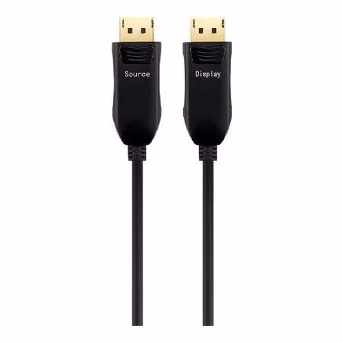 PremiumCord Optický DisplayPort 1.4 přípojný kabel M/M, zlacené konekt. 25m