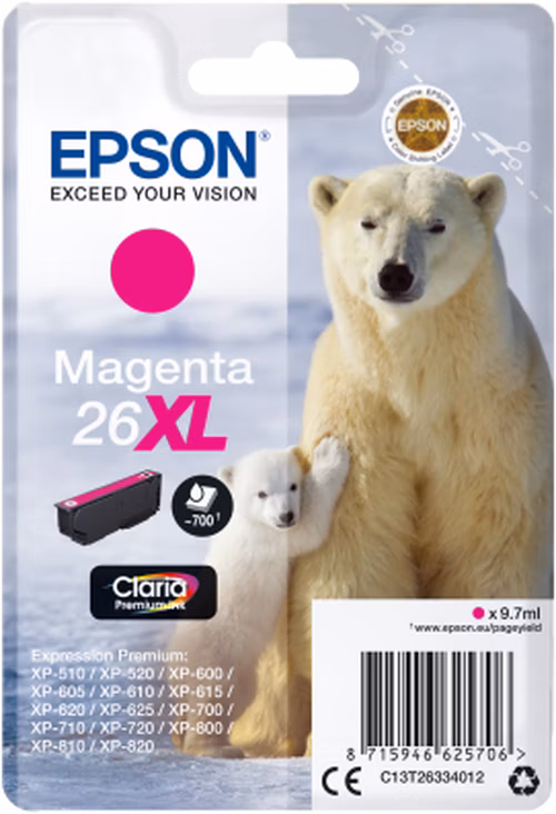 EPSON cartridge T2633 magenta (lední medvěd) XL