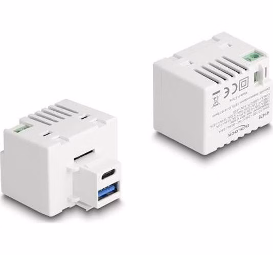 Delock Modul Keystone s nabíjecími porty USB Typ-A a USB Type-C™, PD 20 W, bílý