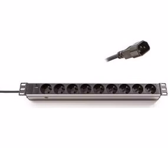 19" rozvodný panel, 9x230V, 1U, IEC320 C14 2,5m