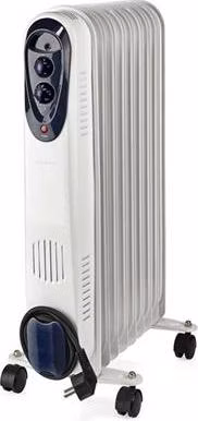 Nedis HTOI30WT9 - Přenosný Olejový Radiátor | 800 / 1200 / 2000 W | 9 žeber | 3 Nastavení Teploty | Bílá