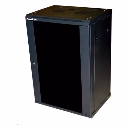XtendLan 19" nástěnný rozvaděč 15U 600x450, nosnost 60 kg, skleněné dveře, svařovaný, černý