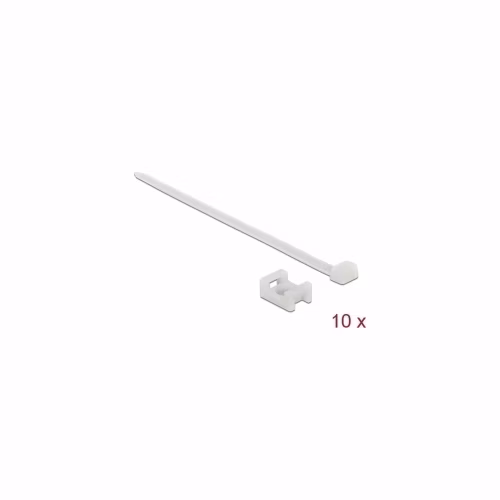 Delock Šroubová montážní svěrka, 23 x 16 mm, s kabelovou upínkou, D 150 x Š 7,2 mm, bílá