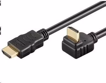 PremiumCord HDMI High Speed+Ethernet kábel, pozlátený zahnutý konektor 270° 1m