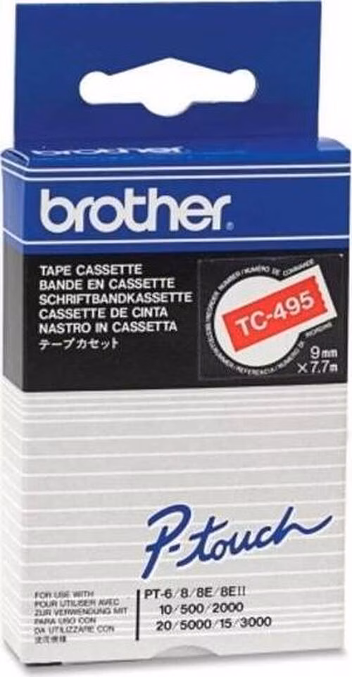 BROTHER laminovaná páska TC-495 / červená-bílá / 9mm