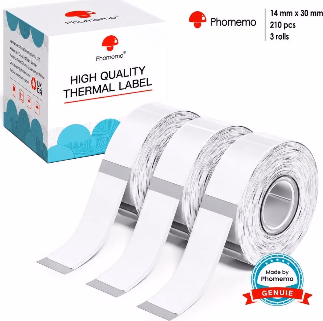 Phomemo průhledné štítky 3 role - 14x30mm 210ks pro D30