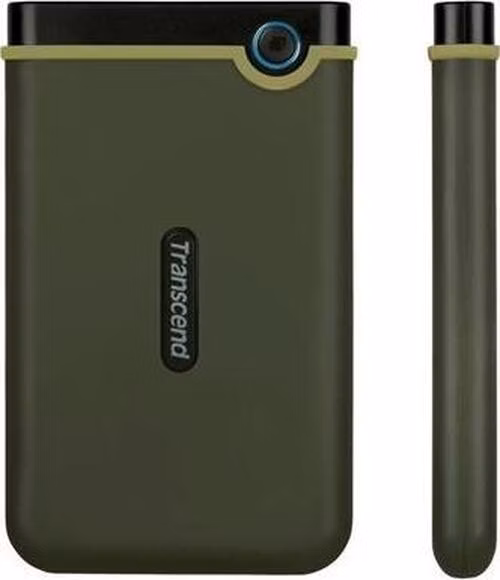 TRANSCEND 2TB StoreJet 25M3G SLIM, 2.5”, USB 3.0 (3.1 Gen 1) Externí Anti-Shock disk, tenký profil, armádní zelená