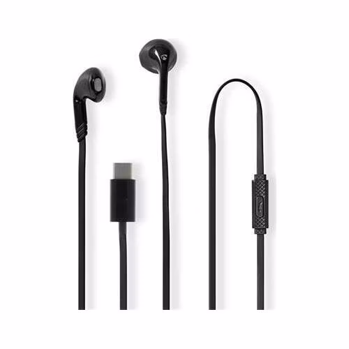 Nedis HPWD4024BK - Kabelová Sluchátka | Do uší | USB-C | Délka kabelu: 1.2 m | mikrofon | Ovládání Hlasitosti | Černá