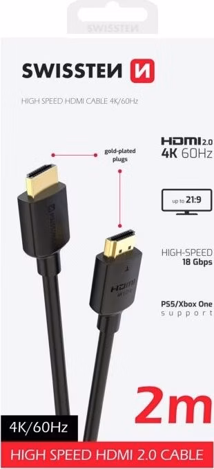 SWISSTEN KABEL HDMI NA HDMI 4K 60Hz 2,0 M PVC