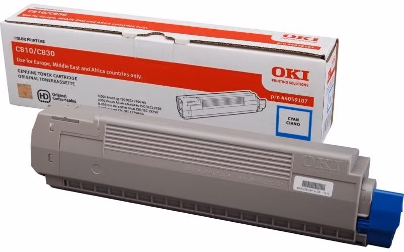OKI originál tonerová kazeta 44059107/ C810/ C830/ 8000 stran/ azurová