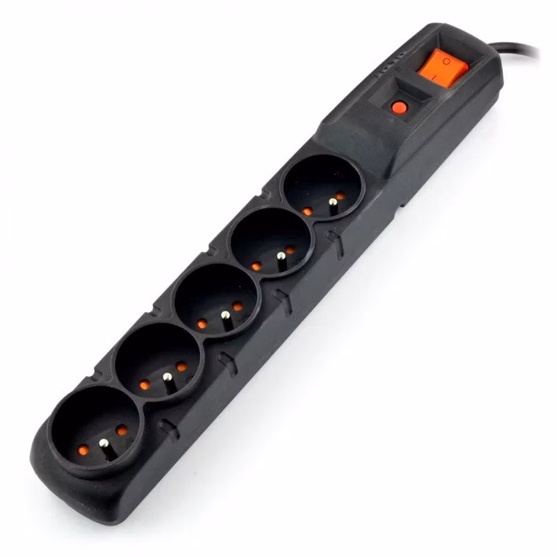 Acar F5 IEC 5m kabel, 5 zásuvek, přepěťová ochrana, C14 do UPS, černý