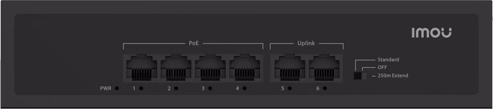 Imou switch SF106P/ 4x 10/100 M PoE port/ 2x 10/100M Uplink port/ IEEE 802.3af/at/ 1.2Gbps/ černý