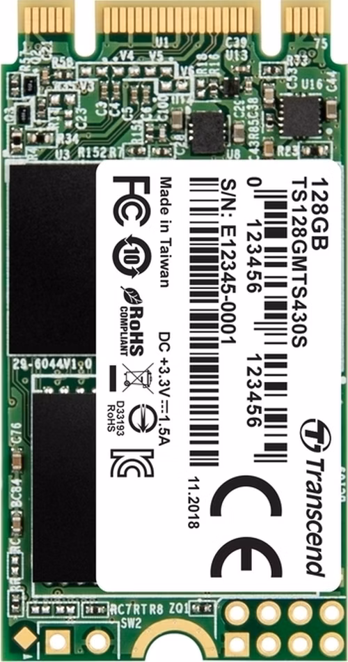 TRANSCEND MTS430S 128GB SSD disk M.2, 2242 SATA III 6Gb/s (3D TLC), 560MB/s R, 380MB/s W