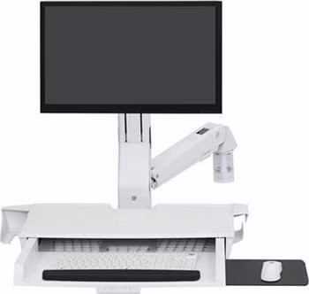 ERGOTRON StyleView® Sit-Stand Combo Arm s prac. plochou,nástěnný držák do lišty LCD, klávesnice+ myš,sklopný,bílý