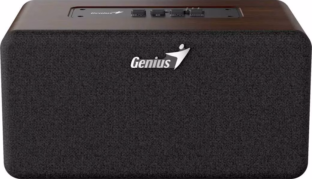 Genius SP-918BT, Reproduktor, bezdrátový, 6W RMS, BT 5.3, 2× 2" měnič, AUX vstup, USB-C, přenosný, barva tmavé dřevo