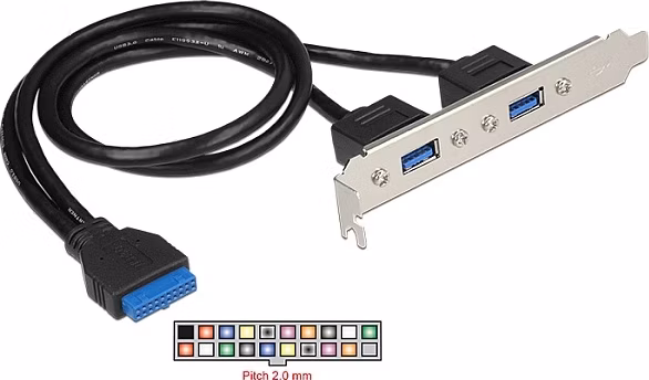 Delock Záslepka 1 x 19 pin USB 3.0 pin konektor samice interní > 2 x USB 3.0 Typ-A samice externí