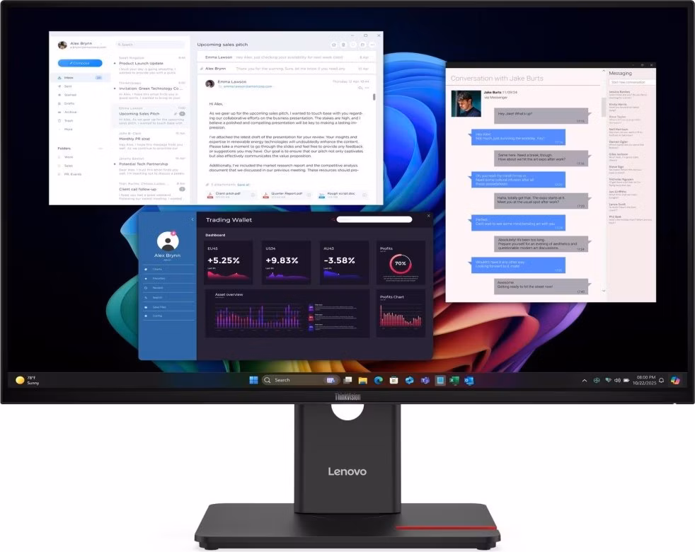 Lenovo T27UD-40/ 27"/ IPS/ 3840x2160/ 16:9/ 350cd/m2/ 1500:1/ 4ms/ HDMI/ DP/ USB/ USB-C/ LAN/ PIVOT