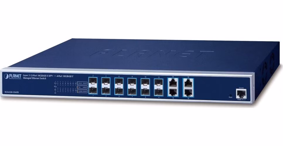Planet XGS-6320-12X4TR L3 switch, 4x10Gb, 12x10Gb SFP+, QoS, 2x power-in