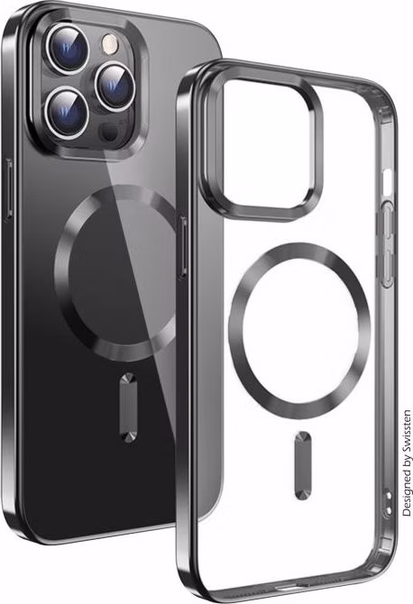 SWISSTEN POUZDRO CLEAR JELLY MagStick METALLIC PRO IPHONE 15 PRO MAX ČERNÉ