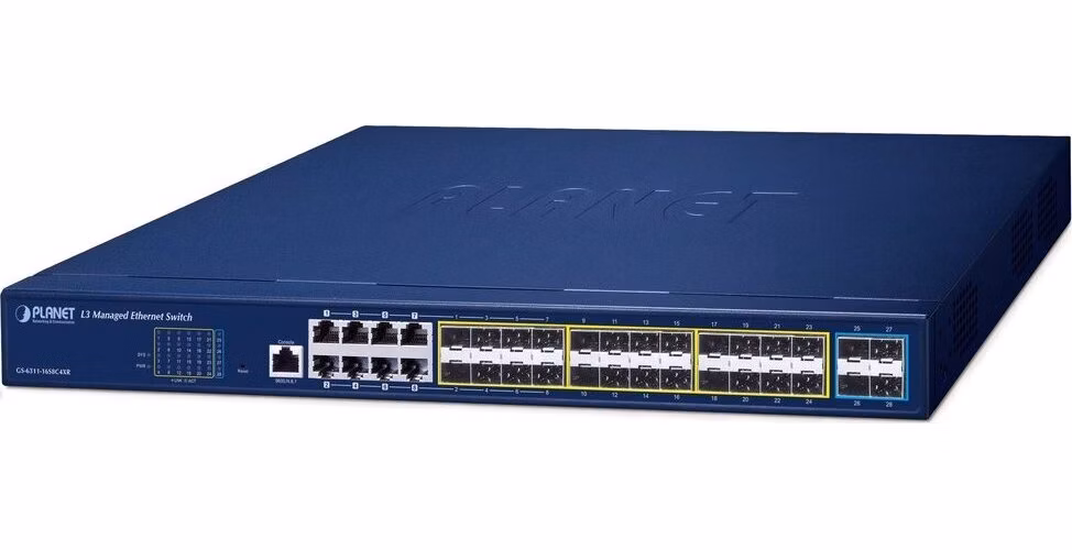 Planet GS-6311-16S8C4XR L3 switch, 8x1Gb combo, 16x1Gb SFP, 4x10Gb SFP+, 2x power-in