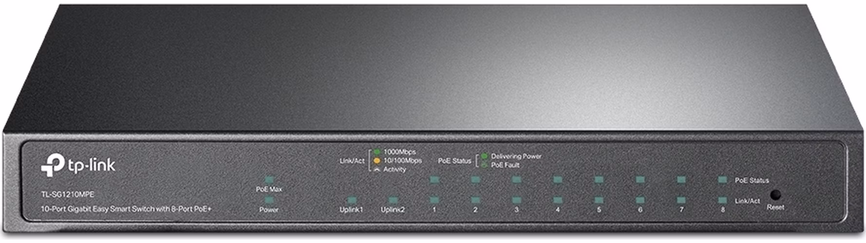 TP-Link CCTV Easy Smart switch TL-SG1210MPE (8xGbE, 1xGbE uplink, 1xGbE/SFP combo uplink, 8xPoE+, 123W, fanless)