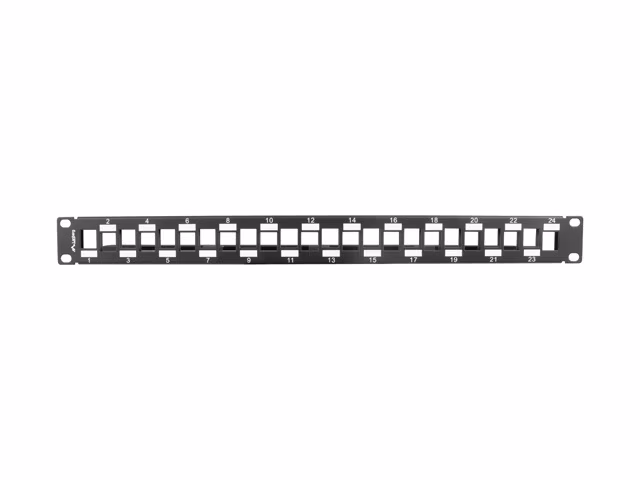LANBERG PATCH PANEL BLANK 24 PORTŮ 1U STAGGERED S ORGANIZÉREM PRO MODULY KEYSTONE BLACK