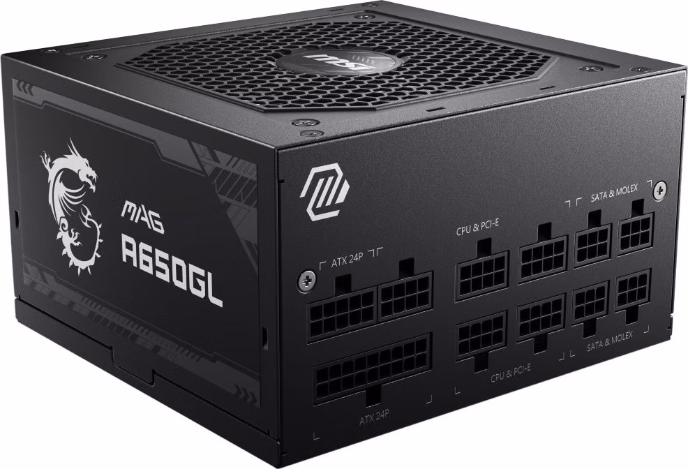 MSI zdroj MAG A650GL/ 650W/ ATX/ akt. PFC/ 7 let celk. záruka/ 120mm fan/ modulární kabeláž/ 80PLUS Gold