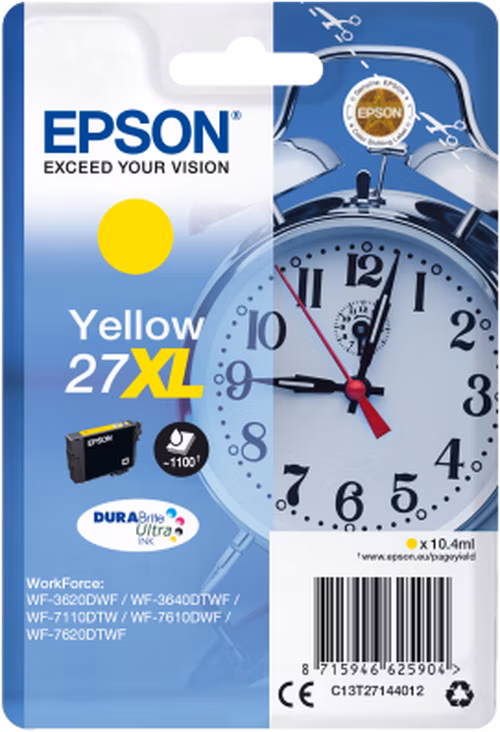 Atramentová tyčinka EPSON Singlepack "Budík" žltá 27XL DURABrite Ultra Ink