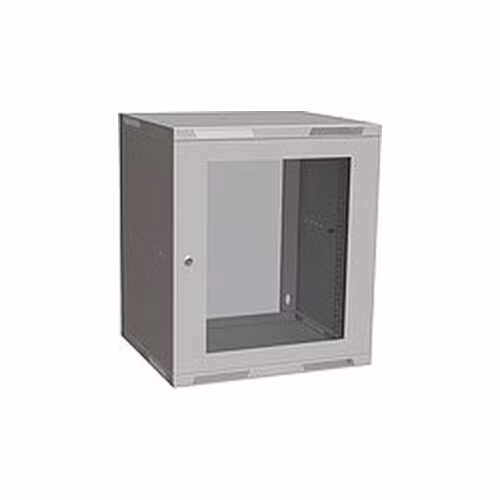 Nástenný rozvádzač Solarix SENSA LITE 12U 450mm, sklenené dvere, RAL 7035, SENSA-L-12U-545-11-G