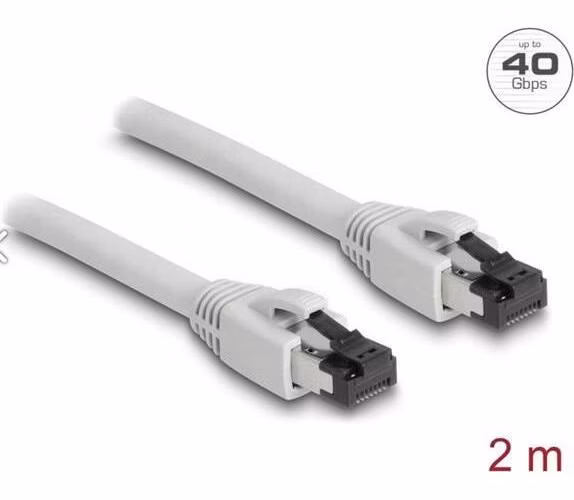 Delock Síťový kabel RJ45 Cat.8.1 S/FTP, délky 2 m, šedá