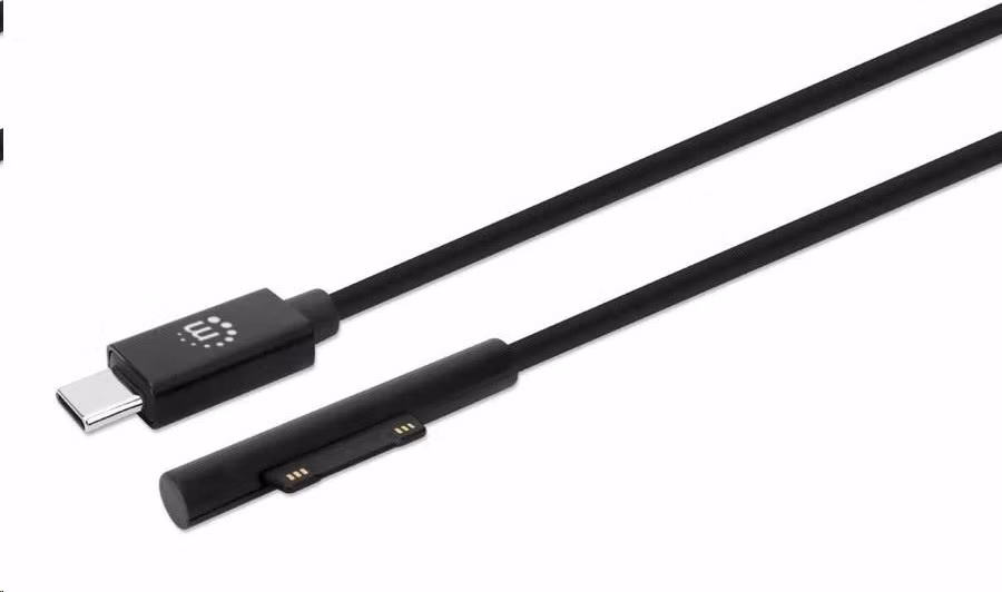 Manhattan nabíjací kábel, nabíjací kábel Surface Connect k USB-C (M/M), 15 V / 3 A, 1.8 m, čierna