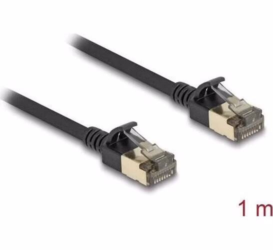 Delock Síťový kabel RJ45 Cat.8.1, F/FTP Slim Pro, 1 m, černý