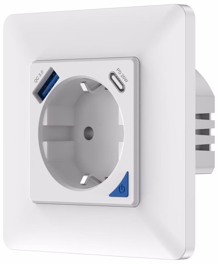 IMMAX NEO SMART chytrá vnitřní zásuvka bez kolíku (typ F)/ 16A/ 1x USB/ 1x USB-C/ PD 20W/ Zigbee/ LIDL/ TUYA