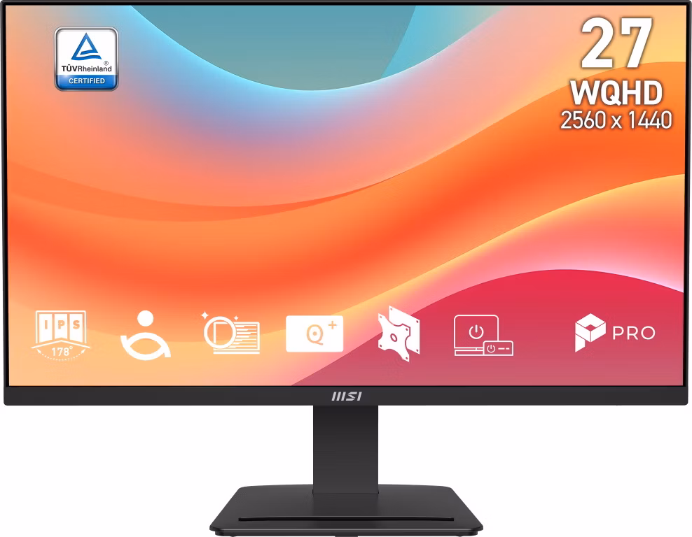 MSI PRO MP273Q E7/ 27"/ 2560x1440/ IPS/ 4ms/ 75Hz/ 250cd/m2/ 1000:1/ HDMI/ DP/ VESA/ černý