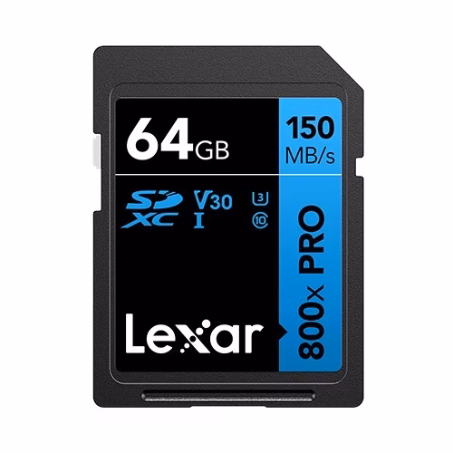 Lexar SDXC 800x Pro UHS-I cards, C10 (V30) U3, R150, 64GB