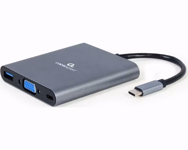 GEMBIRD CABLEXPERT Kabel USB-C 6-in-1 multi-port adapter (Hub3.1 + HDMI + VGA + PD + čtečka karet + stereo audio)