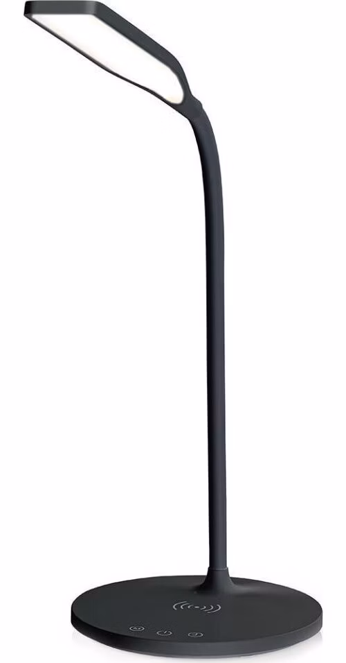 NEDIS LED lampička/ Qi nabíjení/ 15 W/ 100-240V/ přirozená, studená, teplá bílá/ stmívatelná/ 350lm/ 2700 - 6500K/ černá