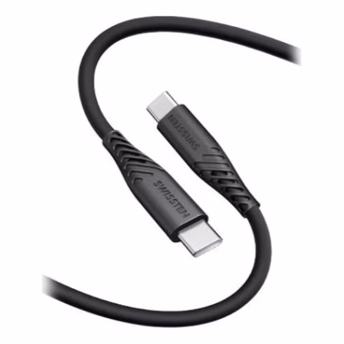 Swissten Datový kabel SOFT SILICONE USB-C / USB-C 1,5 M, PD 60 W, černý