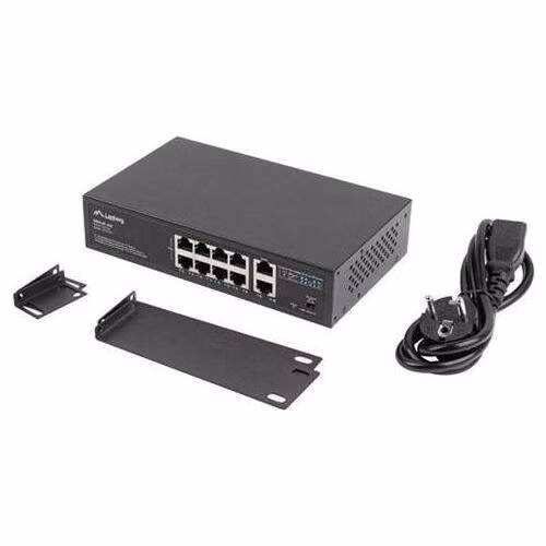 LANBERG SWITCH 8X 100MB POE+/2X 1GB UNMANAGED RACK 10"/19" GIGABIT ETHERNET 120W