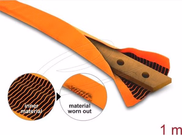 Delock Plochý textilní návlek s dvojitou vrstvou 40 x 16 mm pro kabely nebo měděné sběrnice, PET, oranžový, 1 m