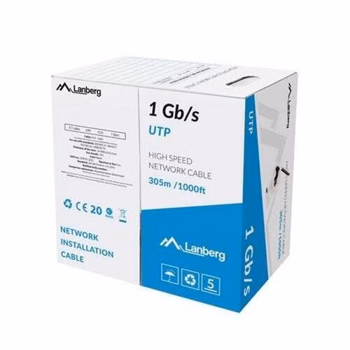LANBERG LAN KABEL 1GB/S 305M PEVNÝ CCA ČERNÝ