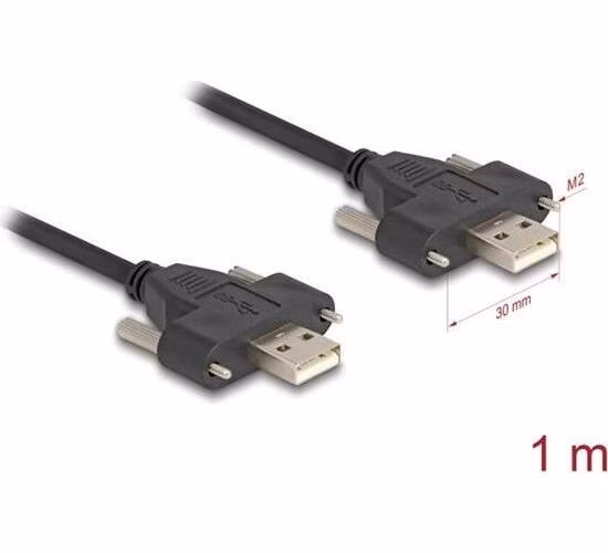 Delock Kabel ze zástrčky USB 2.0 Typ-A na zástrčku, se šrouby, 1 m, černý