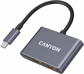 Canyon DS-3, USB-C Hub, 3 porty, 2xUSB-A 10Gbps, 1xUSB-C 10Gbps, šedá