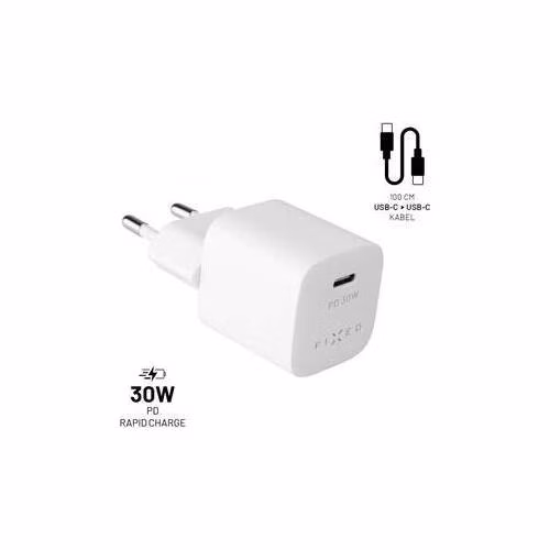 FIXED nabíjačka, USB-C, USB-C/USB-C kábel, 1m, 30W