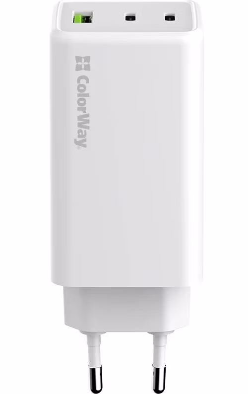 COLORWAY 2x USB-C, 1x USB-A/ síťová nabíječka/ GaN/ PD/ PPS/ 100W/ Bílá