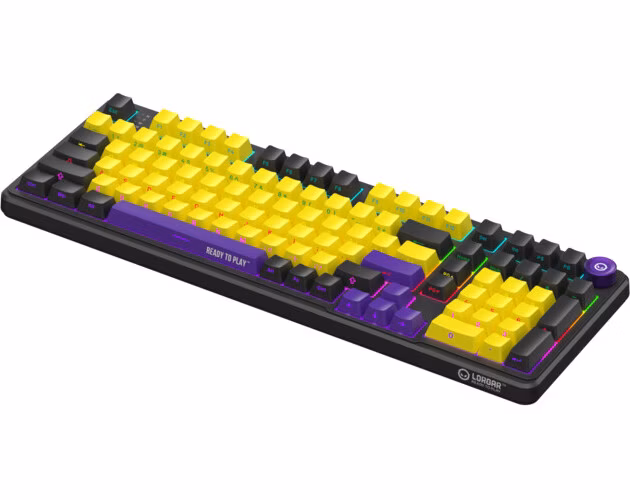Lorgar KBA4195YL, mechanická herná klávesnica, 101 klávesov, Toxic Purple Switch, Hot-Swap, RGB, USB-C