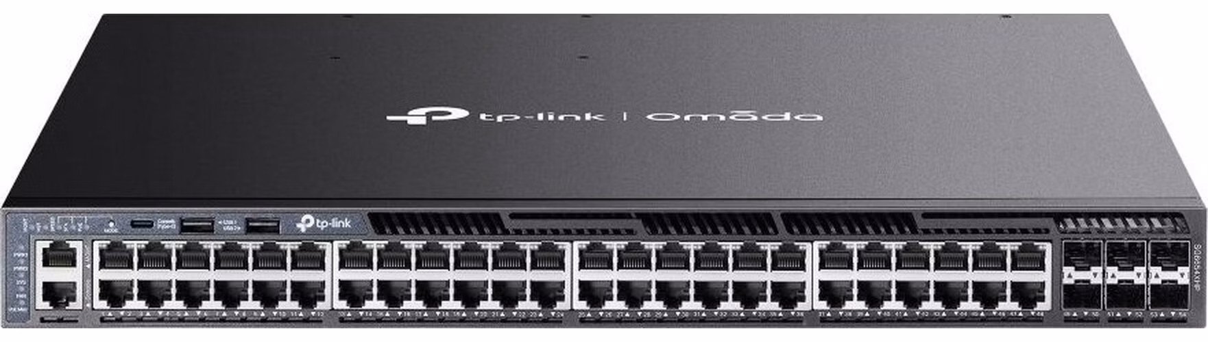 TP-Link SG6654XHP Omada 48-Portový Gigabitový Stackable L3 PoE+ Switch,48× Gigabit RJ45 PoE+ porty,6× 10 Gbps SFP+ sloty