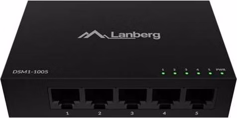 LANBERG SWITCH DSM1-1005 5X 1GB/S UNMANAGED GIGABIT ETHERNET DESKTOP 12V (KOVOVÝ KRYT)