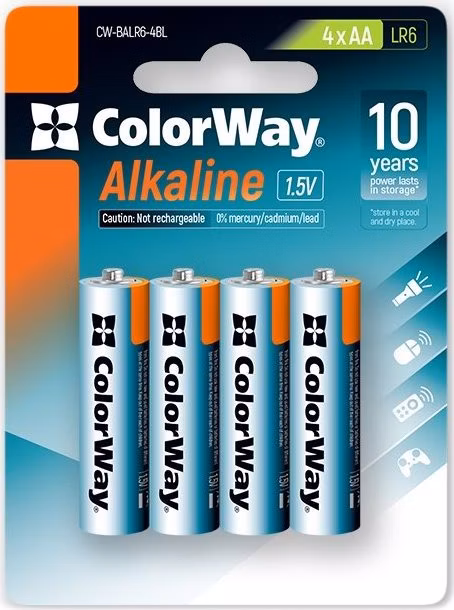 Colorway alkalická baterie AA/ 1.5V/ 4ks v balení/ Blister